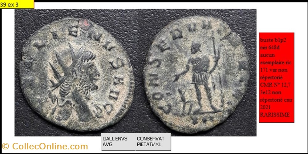 monnaies antiques romaines imperiales republicaines rome gallien conservat pietat xii en exergue gallienvs avg