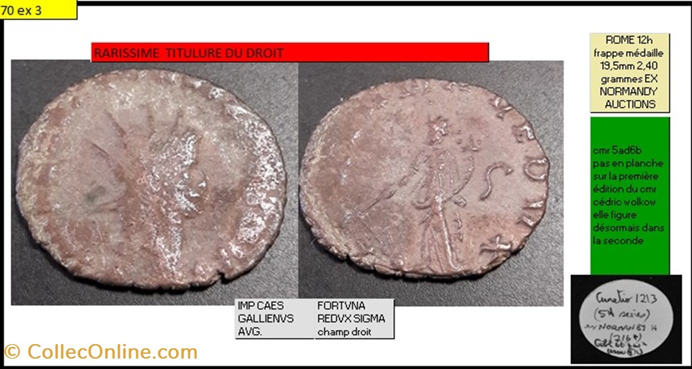 monnaies antiques romaines imperiales et republicaines rome gallien fortuna redux sigma champ droit imp caes gallienus avg