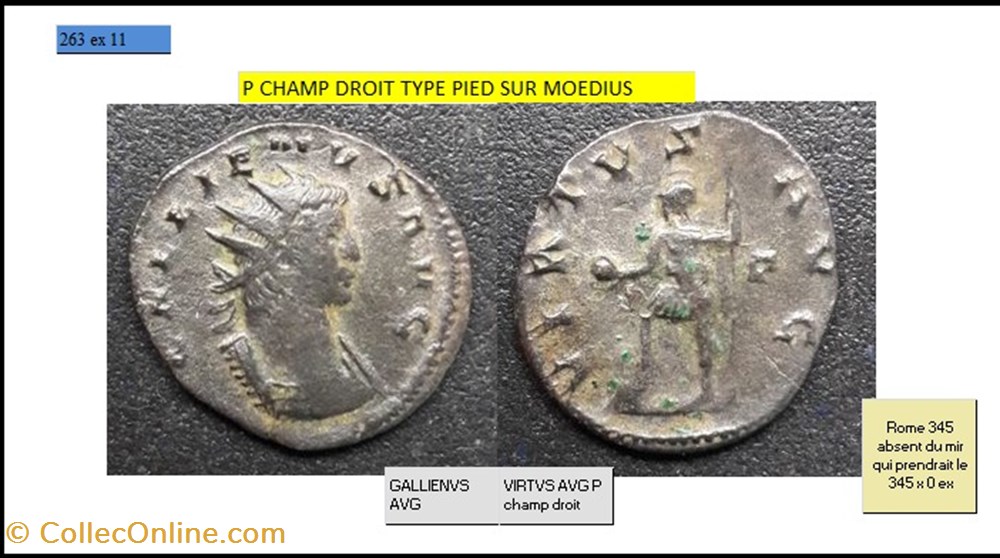 monnaies antiques romaines imperiales et republicaines rome gallien virtvs avg p champ droit var pied sur le modius gallienvs avg