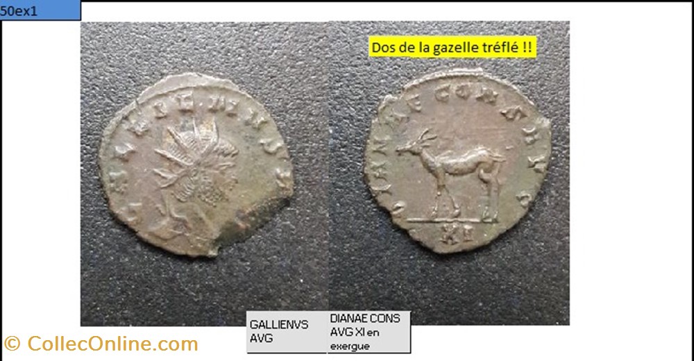 ROME GALLIEN DIANAE CONS AVG gazelle à gauche XI en exergue GALLIENVS AVG monnaies antiques romaines imperiales et republicaines rome gallien dianae cons avg gazelle a gauche xi en exergue gallienvs avg