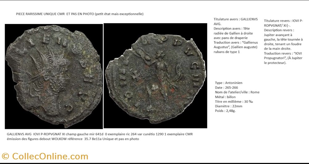ROME GALLIEN IOVI PROPVGNAT XI CHAMP GAUCHE GALLIENUS AVG monnaies antiques romaines imperiales et republicaines rome gallien iovi propvgnat xi champ gauche gallienus avg
