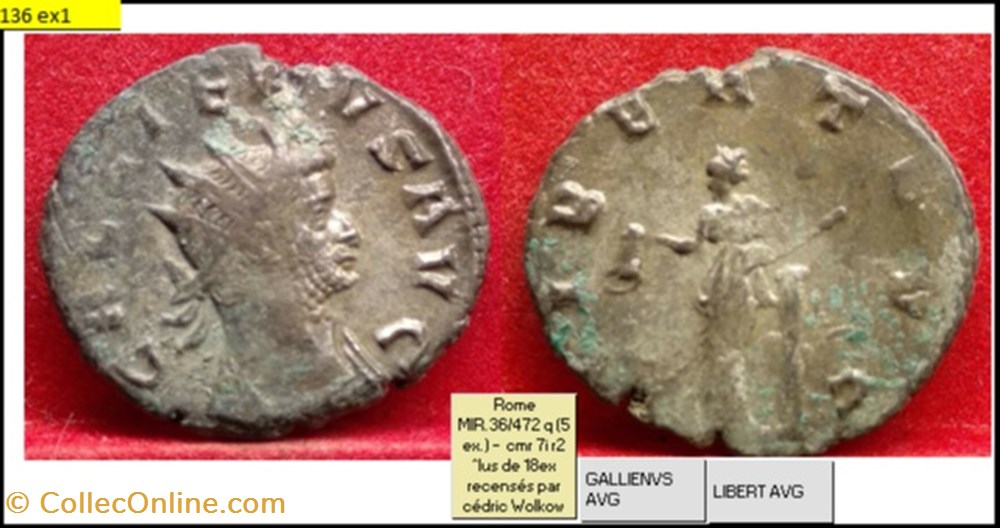 ROME GALLIEN LIBERT AVG GALLIENVS AVG monnaies antiques romaines imperiales et republicaines rome gallien libert avg gallienvs avg