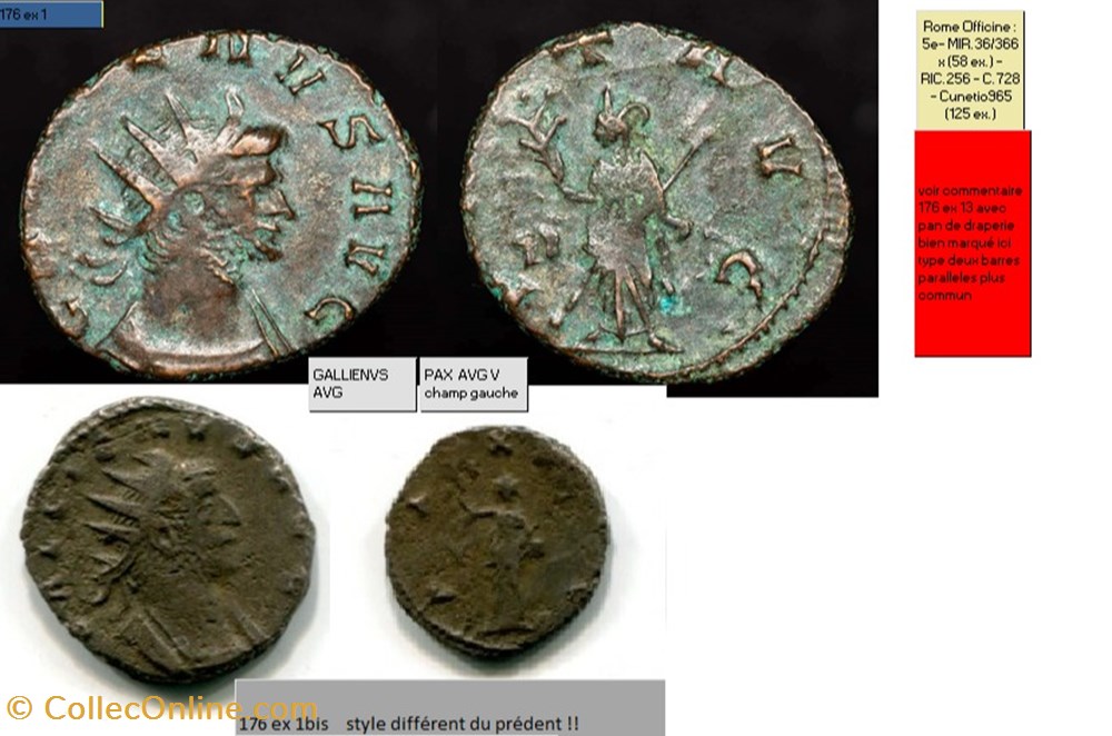 monnaies antiques romaines imperiales et republicaines rome gallien pax avg v champ gauche gallienvs avg