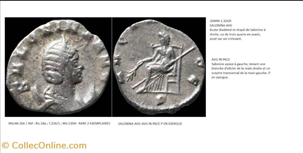 monnaies antiques romaines imperiales et republicaines milan salonine avg in pace p en exergue salonina avg