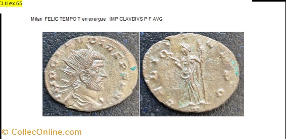 monnaies antiques romaines imperiales et republicaines milan claude ii felic tempo t en exergue imp clavdivs p f avg