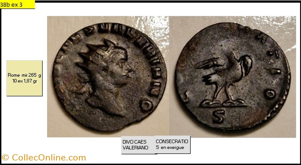 ROME VALERIEN II CONSECRATIO AIGLE S en exergue DIVO CAES VALERIANO monnaies antiques romaines imperiales et republicaines rome valerien ii consecratio aigle s en exergue divo caes valeriano