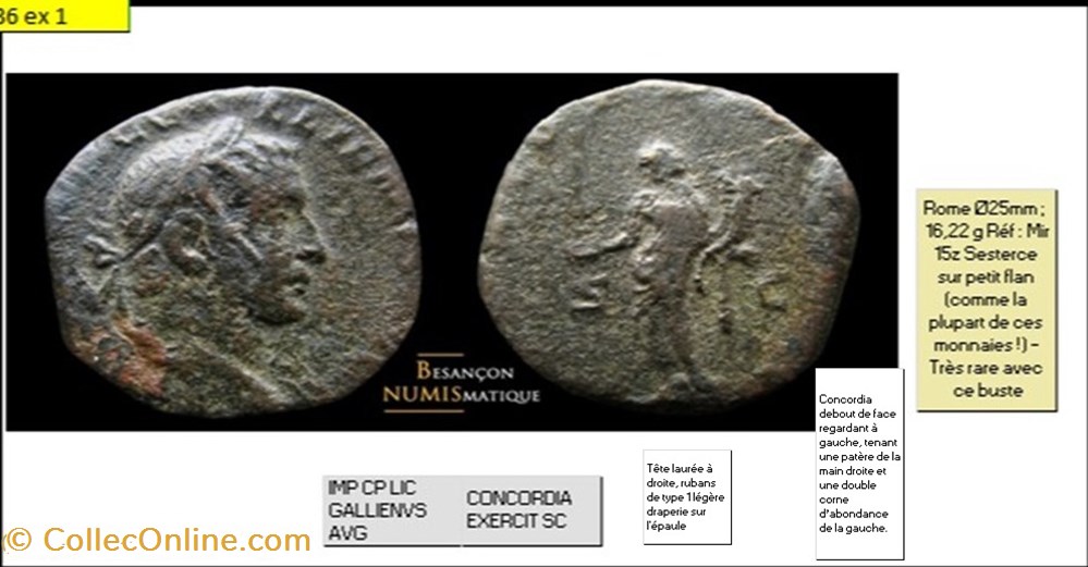 ROME GALLIEN CONCORDIA EXERCIT SC IMP CP LIC GALLIENVS AVG monnaies antiques romaines imperiales et republicaines rome gallien concordia exercit sc imp cp lic gallienvs avg