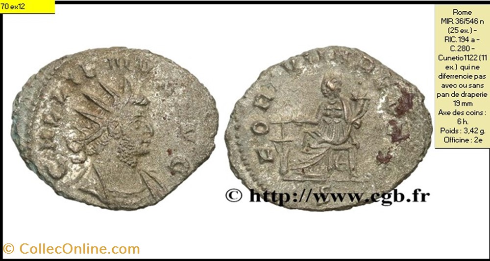 monnaies antiques romaines imperiales et republicaines rome gallien fortvna redvx s en exergue gallienvs avg