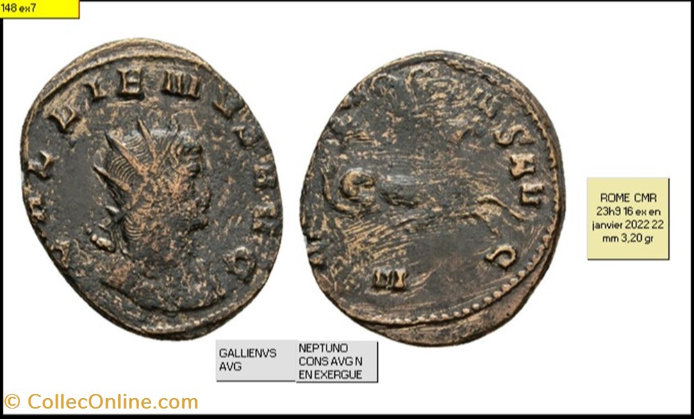 ROME GALLIEN NEPTUNO CONS AVG HIPPOCAMPE A DROITE N EN EXERGUE GALLIENVS AVG monnaies antiques romaines imperiales et republicaines rome gallien neptuno cons avg hippocampe a droite n en exergue gallienvs avg