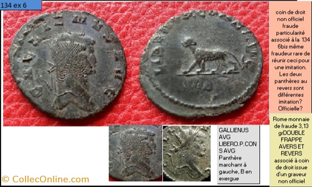ROME GALLIEN LIBERO.P.CONS AVG Panthère marchant à gauche, B en exergue GALLIENVS AVG FRAUDE monnaies antiques romaines imperiales et republicaines rome gallien libero p cons avg panthere marchant a gauche b en exergue gallienvs avg fraude