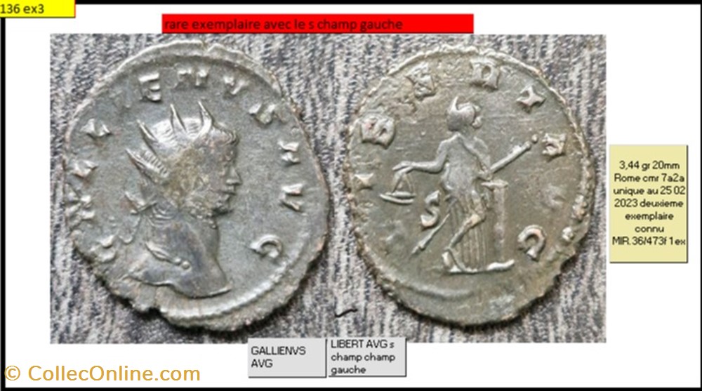 ROME GALLIEN LIBERT AVG S champ champ gauche GALLIENVS AVG monnaies antiques romaines imperiales et republicaines rome gallien libert avg s champ champ gauche gallienvs avg