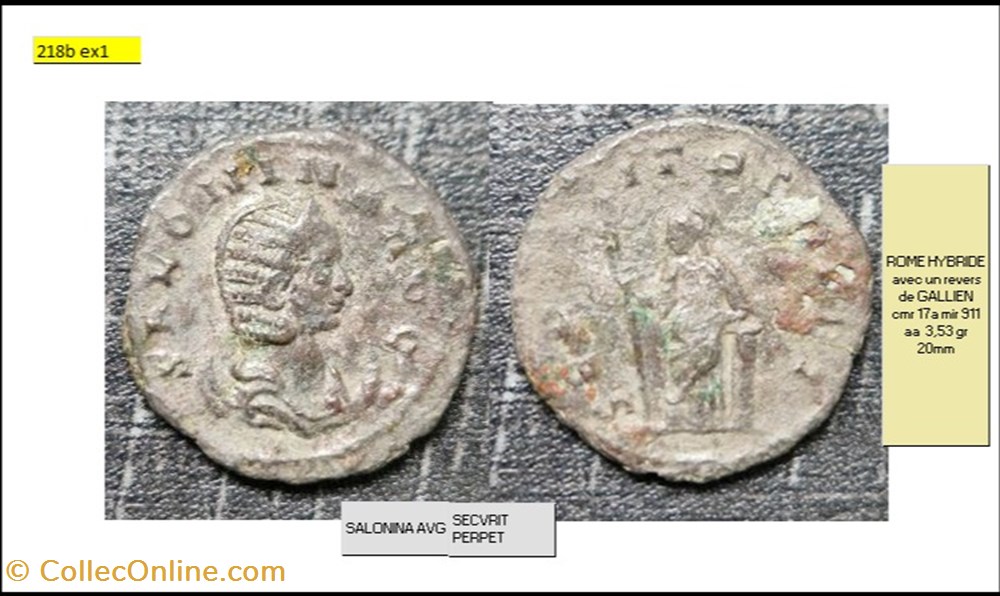 monnaies antiques romaines imperiales republicaines rome salonine secvrit perpet salonina avg hybride