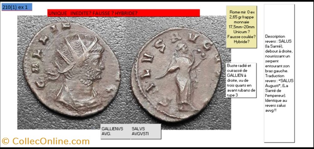 monnaies antiques romaines imperiales et republicaines rome gallien salvs avgvsti gallienvs avg