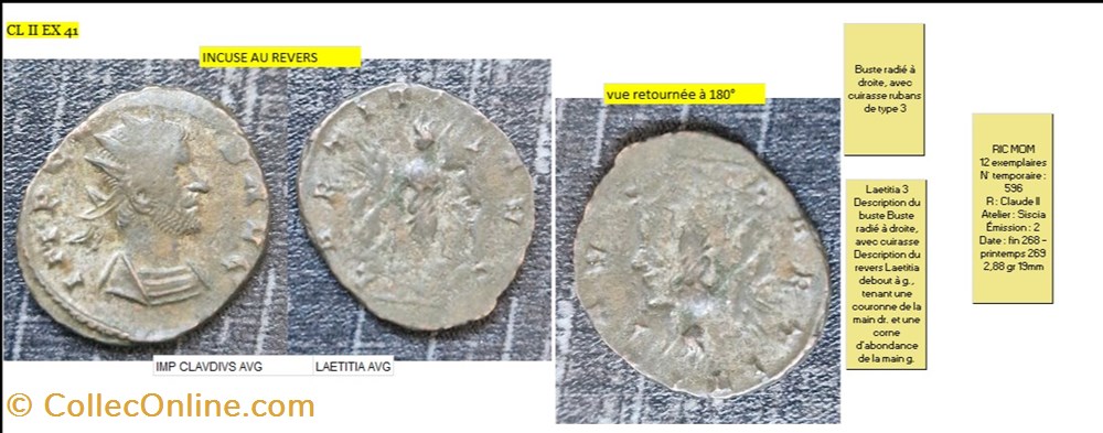 INCUSE SISCIA CLAUDE II LAETITIA AVG IMP CLAVDIVS AVG monnaies antiques romaines imperiales republicaines incuse siscia claude ii laetitia avg imp clavdivs avg