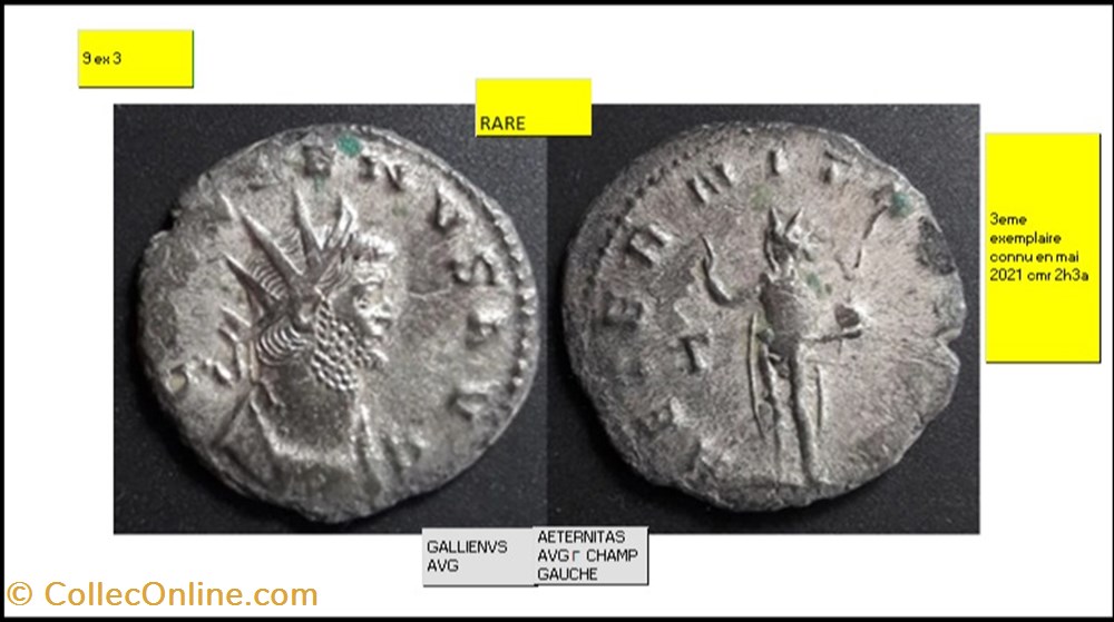 ROME GALLIEN AETERNITAS AVG Γ CHAMP GAUCHE GALLIENVS AVG monnaies antiques romaines imperiales republicaines rome gallien aeternitas avg champ gauche gallienvs avg