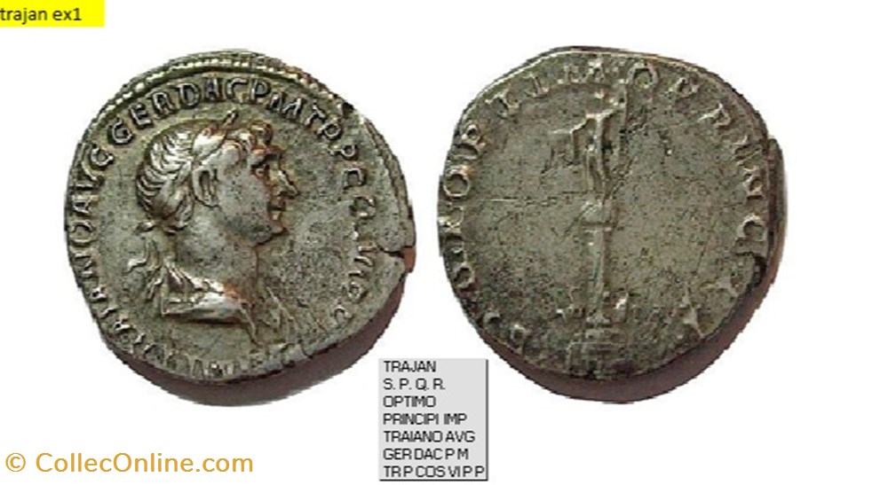 ROME TRAJAN S. P. Q. R. OPTIMO PRINCIPI IMP TRAIANO AVG GER DAC P M TR P COS VI P P monnaies antiques romaines imperiales et republicaines rome trajan s p q r optimo principi imp traiano avg ger dac p m tr p cos vi p p