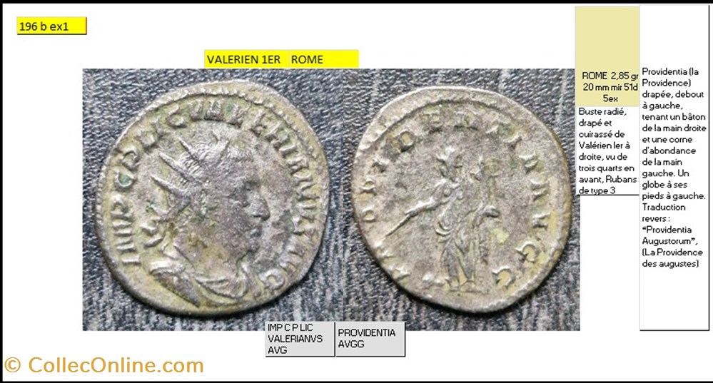 monnaies antiques romaines imperiales et republicaines rome valerien 1er providentia avgg imp c p lic valerianvs avg