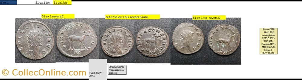 ROME GALLIEN DIANAE CONS AVG gazelle à droite XI en exergue GALLIENVS AVG monnaies antiques romaines imperiales et republicaines rome gallien dianae cons avg gazelle a droite xi en exergue gallienvs avg