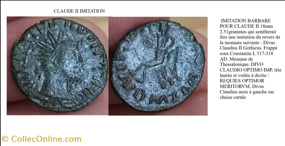 IMITATION CLAUDE II REQUIES OPTIMOR MERITORVM DIVO CLAUDIO OPTIMO IMP monnaies antiques romaines imperiales et republicaines imitation claude ii requies optimor meritorvm divo claudio optimo imp