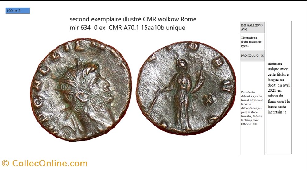 ROME GALLIEN PROVID AVG X champ droit IMP GALLIENVS AVG monnaies antiques romaines imperiales et republicaines rome gallien provid avg x champ droit imp gallienvs avg
