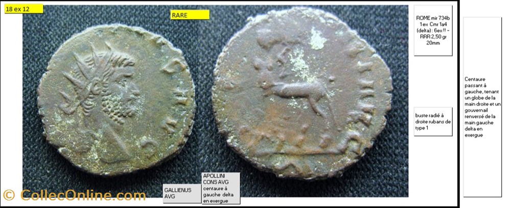 ROME GALLIEN APOLLINI CONS AVG centaure à gauche delta en exergue GALLIENUS AVG monnaies antiques romaines imperiales et republicaines rome gallien apollini cons avg centaure a gauche delta en exergue gallienus avg