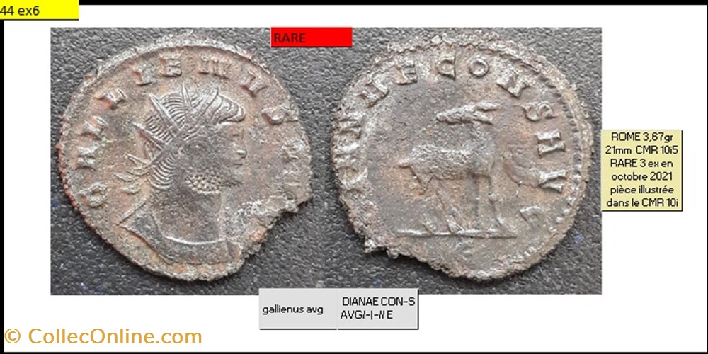 ROME GALLIEN DIANAE CONS AVG biche à droite E EN EXERGUE GALLIENVS AVG monnaies antiques romaines imperiales et republicaines rome gallien dianae cons avg biche a droite e en exergue gallienvs avg