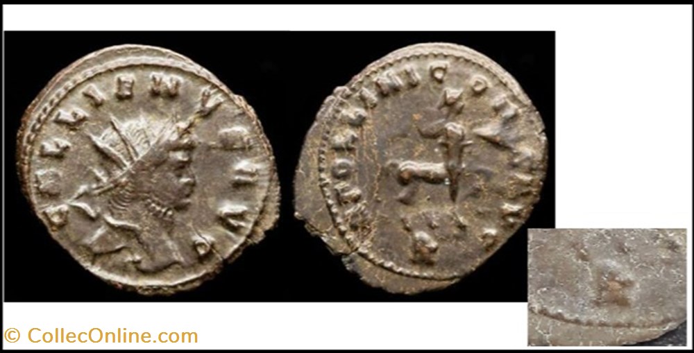monnaies antiques romaines imperiales et republicaines rome gallien apollini cons avg centaure a droite delta en exergue gallienus avg