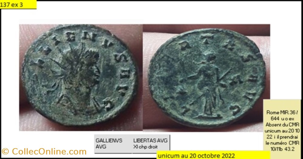 ROME GALLIEN LIBERTAS AVG XI champ droit GALLIENVS AVG monnaies antiques romaines imperiales et republicaines rome gallien libertas avg xi champ droit gallienvs avg
