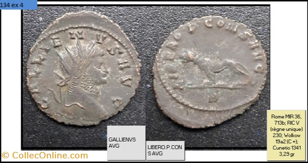 monnaies antiques romaines imperiales et republicaines rome gallien libero p cons avg panthere marchant a gauche b en exergue gallienvs avg