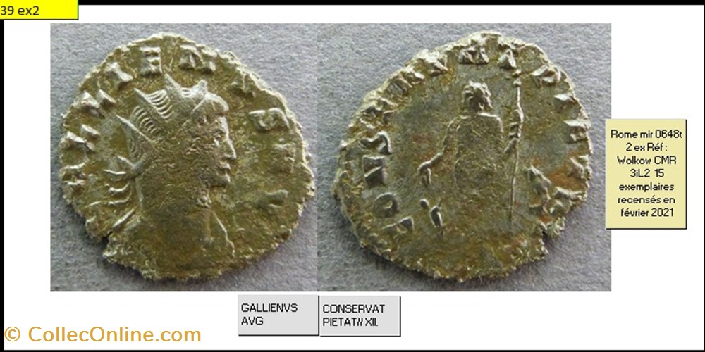 ROME GALLIEN CONSERVAT PIETAT XII en exergue GALLIENVS AVG monnaies antiques romaines imperiales republicaines rome gallien conservat pietat xii en exergue gallienvs avg