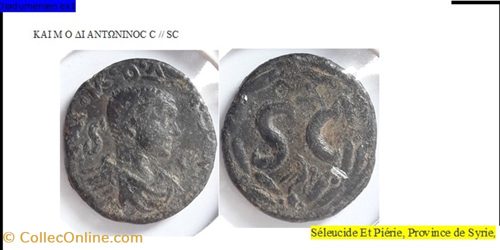 Séleucide Et Piérie, Province de Syrie DIADUMENIEN KAI M O ΔI ANTΩNINOC C // SC monnaies antiques romaines imperiales republicaines seleucide et pierie province de syrie diadumenien kai m o i ant ninoc c sc