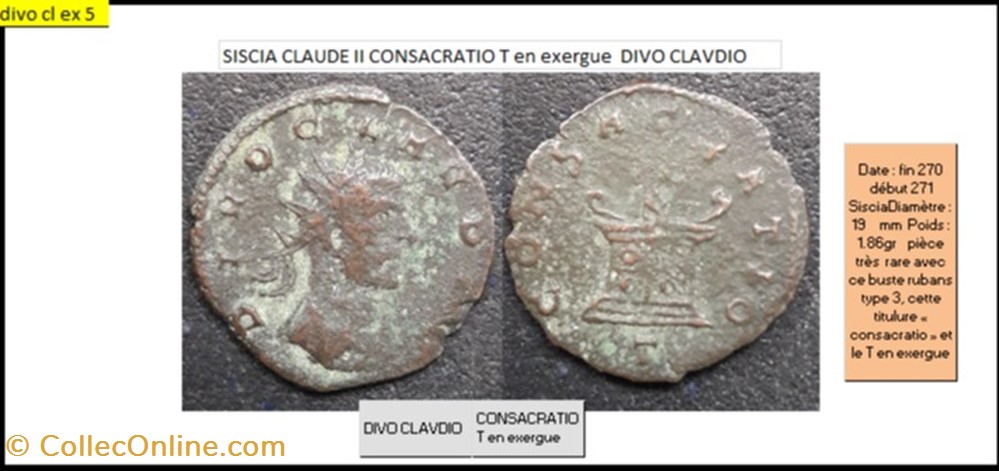 SISCIA CLAUDE II CONSACRATIO AUTEL T en exergue DIVO CLAVDIO monnaies antiques romaines imperiales et republicaines siscia claude ii consacratio autel t en exergue divo clavdio