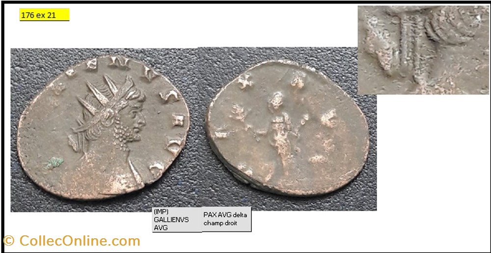 monnaies antiques romaines imperiales et republicaines rome gallien pax avg delta champ droit imp gallienvs avg