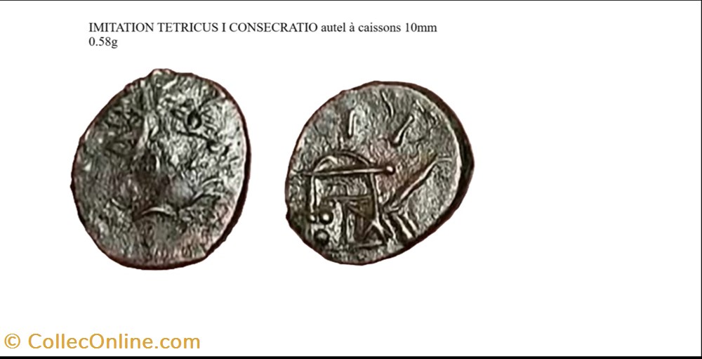 IMITATION TETRICUS I CONSECRATIO autel à caissons (CLAUDE II) monnaies antiques romaines imperiales republicaines imitation tetricus i consecratio autel a caissons claude ii