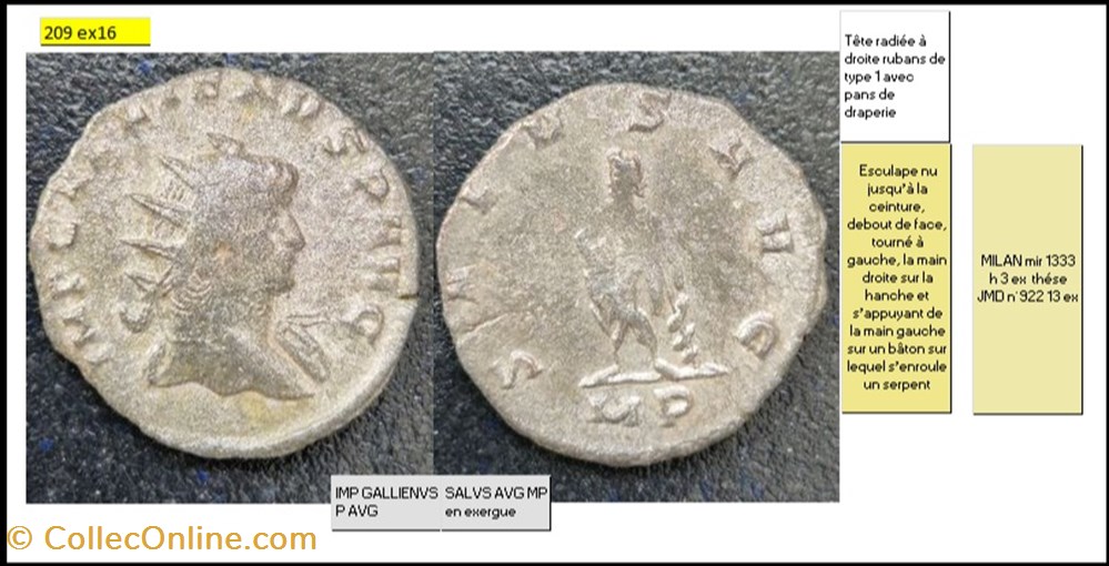 monnaies antiques romaines imperiales et republicaines milan gallien salvs avg mp en exergue imp gallienvs p avg
