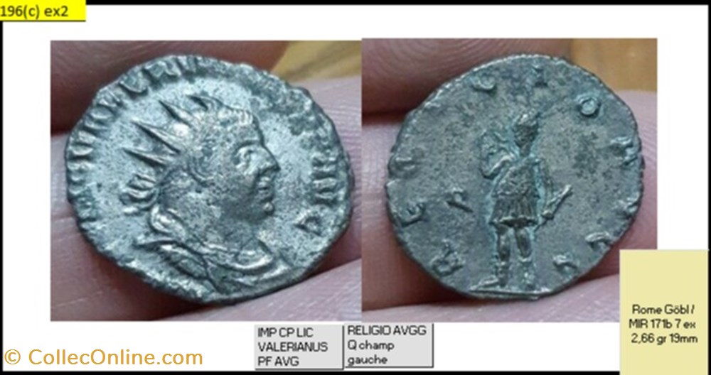 ROME VALERIEN 1ER RELIGIO AVGG q champ gauche IMP CP LIC VALERIANUS PF AVG monnaies antiques romaines imperiales et republicaines rome valerien 1er religio avgg q champ gauche imp cp lic valerianus pf avg