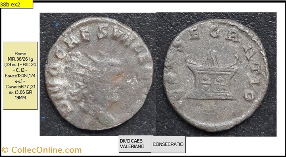 monnaies antiques romaines imperiales et republicaines rome valerien ii consecratio autel divo caes valeriano