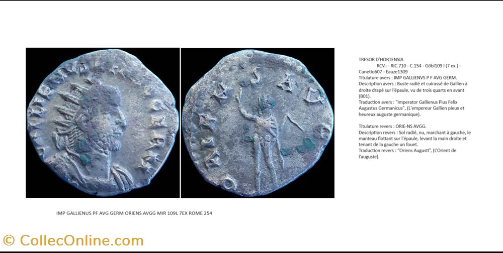 monnaies antiques romaines imperiales et republicaines rome gallien oriens avgg imp gallienvs p f avg germ