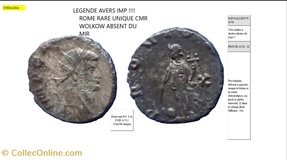 monnaies antiques romaines imperiales et republicaines rome gallien provid avg x champ droit imp gallienvs avg