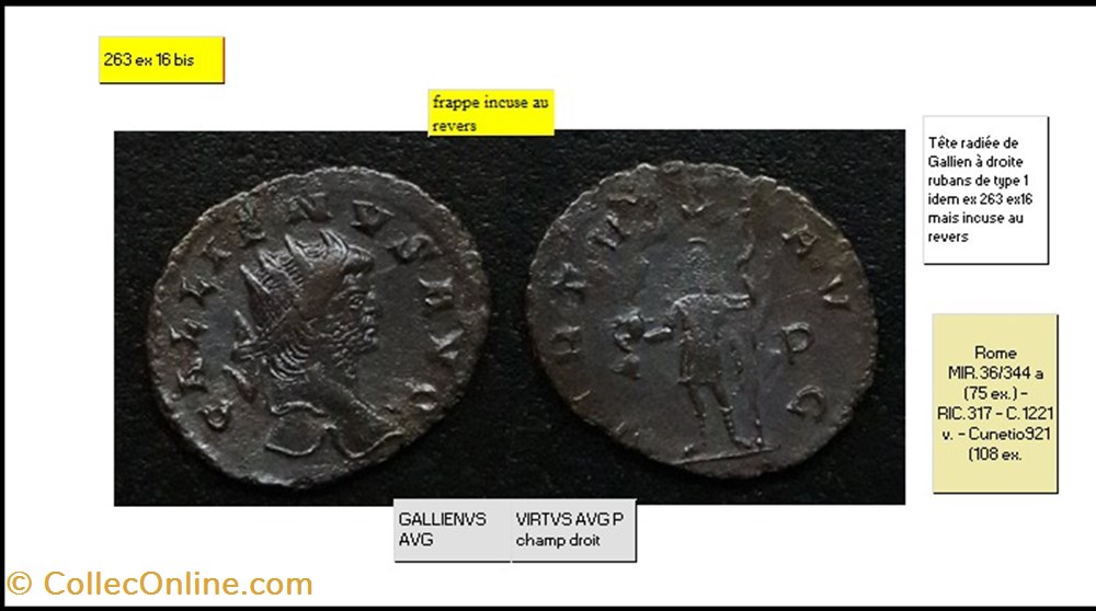 monnaies antiques romaines imperiales et republicaines rome gallien virtvs avg p champ droit gallienvs avg incuse au revers