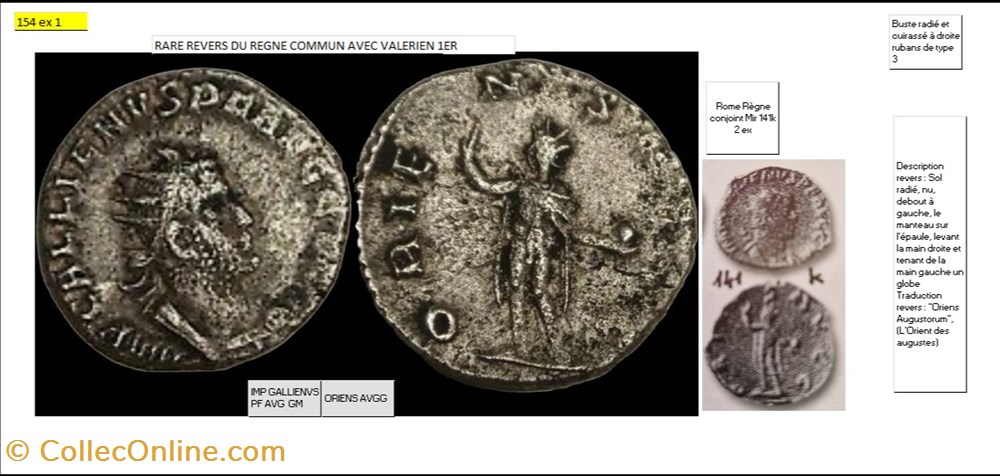 ROME GALLIEN ORIENS AVGG IMP GALLIENVS PF AVG GM monnaies antiques romaines imperiales et republicaines rome gallien oriens avgg imp gallienvs pf avg gm