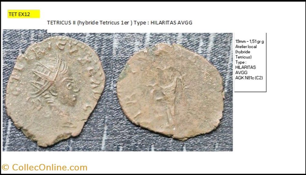 IMITATION TETRICUS II HILARITAS AVGG (TETRICUS I) monnaies antiques romaines imperiales republicaines imitation tetricus ii hilaritas avgg tetricus i