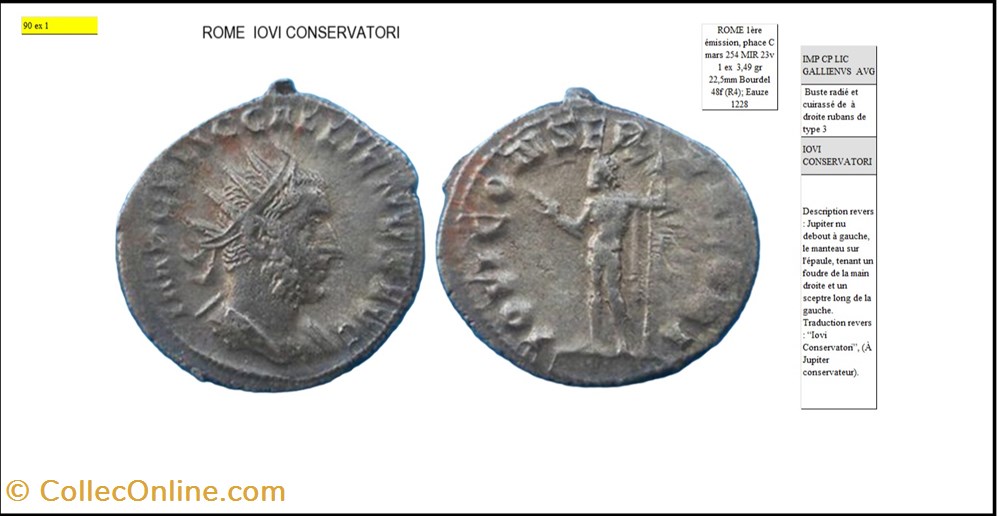 monnaies antiques romaines imperiales et republicaines rome gallien iovi conservatori gallienvs avg