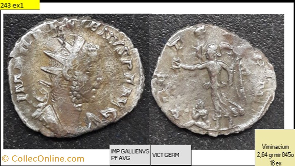 monnaies antiques romaines imperiales et republicaines viminacium gallien vict germ imp gallienvs pf avg