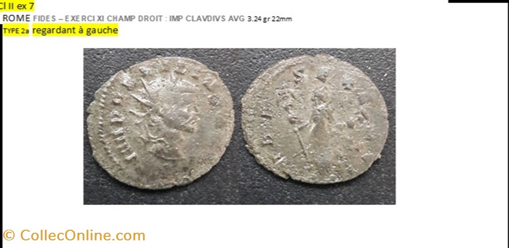 ROME CLAUDE II FIDES – EXERCI XI CHAMP DROIT IMP CLAVDIVS AVG monnaies antiques romaines imperiales et republicaines rome claude ii fides exerci xi champ droit imp clavdivs avg
