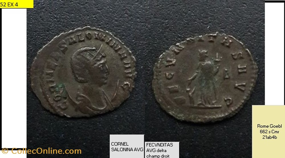 monnaies antiques romaines imperiales et republicaines rome salonine fecvnditas avg delta champ droit cornel salonina avg