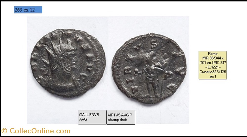monnaies antiques romaines imperiales et republicaines rome gallien virtvs avg p champ droit gallienvs avg