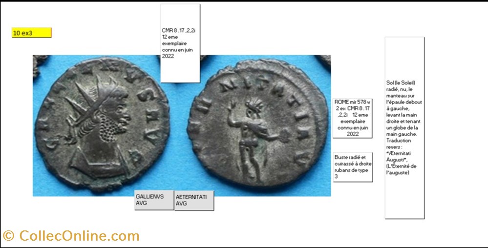 monnaies antiques romaines imperiales republicaines rome gallien aeternitati avg gallienvs avg