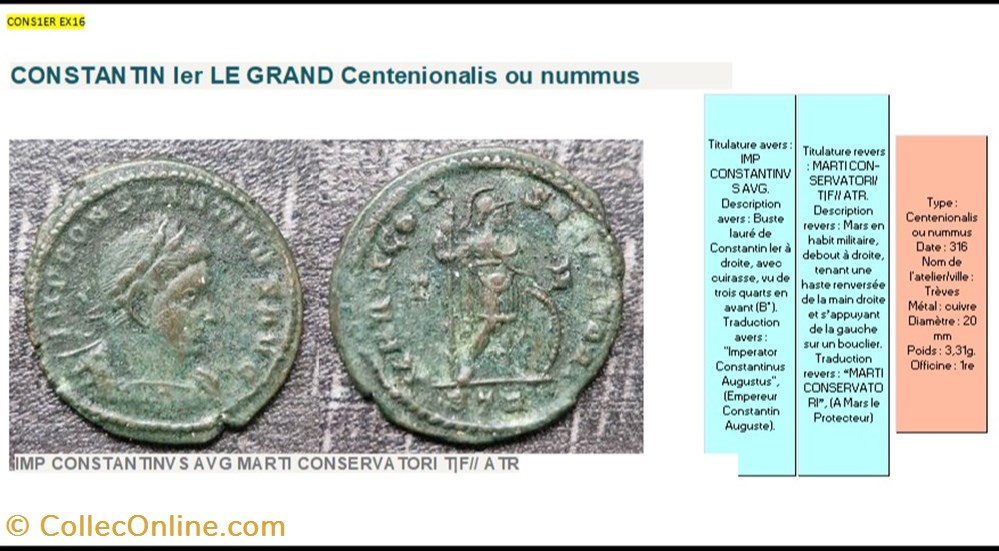 monnaies antiques romaines imperiales et republicaines treves constantin i marti conservatori t champ dr f champ ga atr en exergue imp constantinvs avg