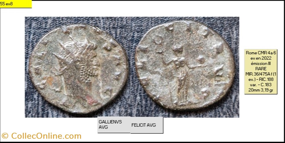 ROME GALLIEN FELICIT AVG GALLIENVS AVG monnaies antiques romaines imperiales et republicaines rome gallien felicit avg gallienvs avg
